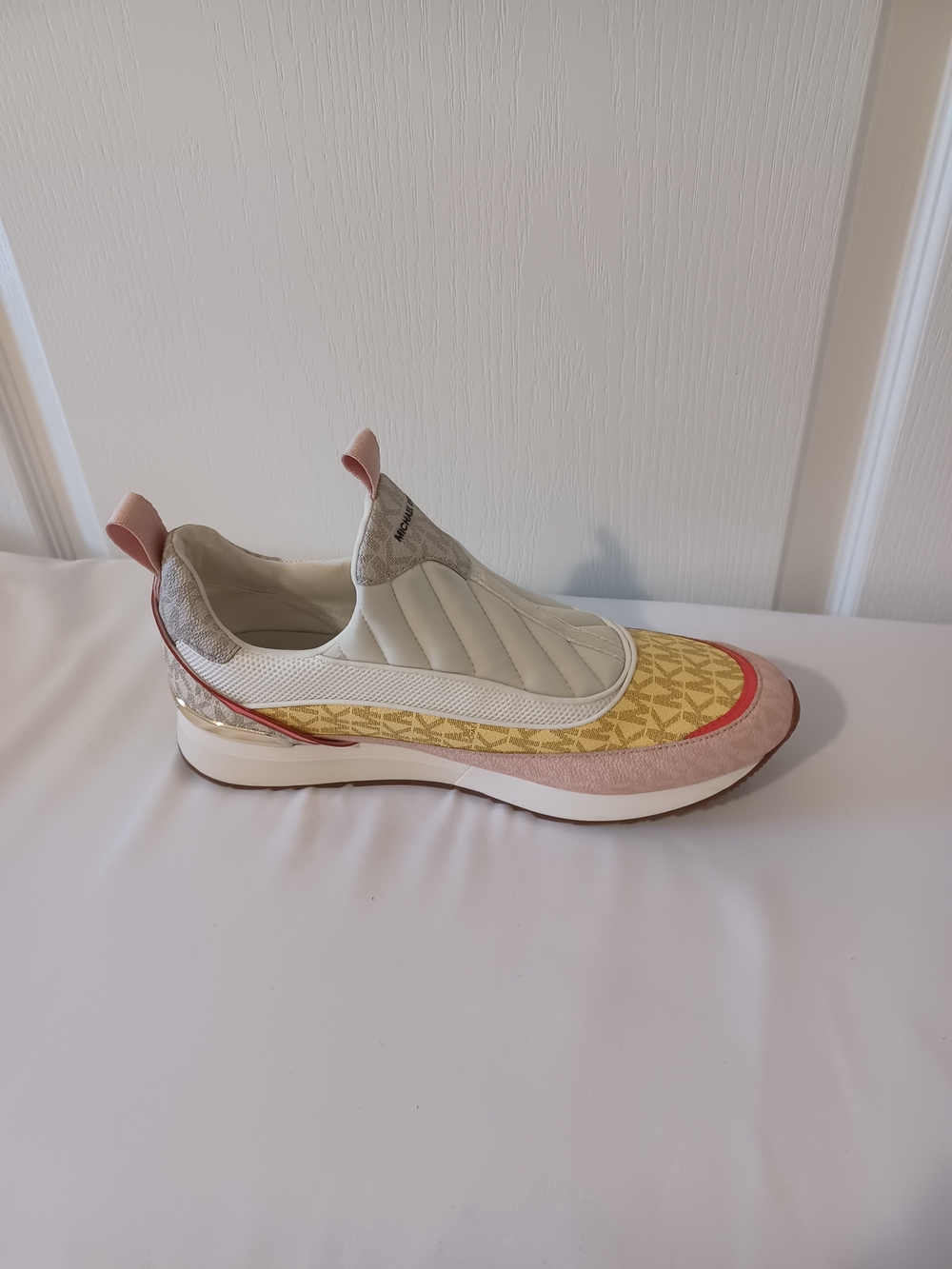 Michael Kors Cream, Yellow & Pink Logo Slip-On Sneaker - Picture 4 of 16